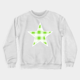 Apple Green and White Buffalo Plaid Star Crewneck Sweatshirt